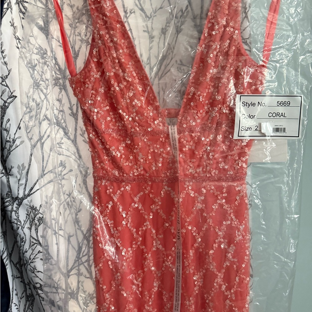 Mac Duggal Coral Sequin MOB/MOG/PROM Gown
